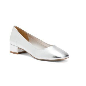 SILENT D Silver Leather Annabelle Low Heels